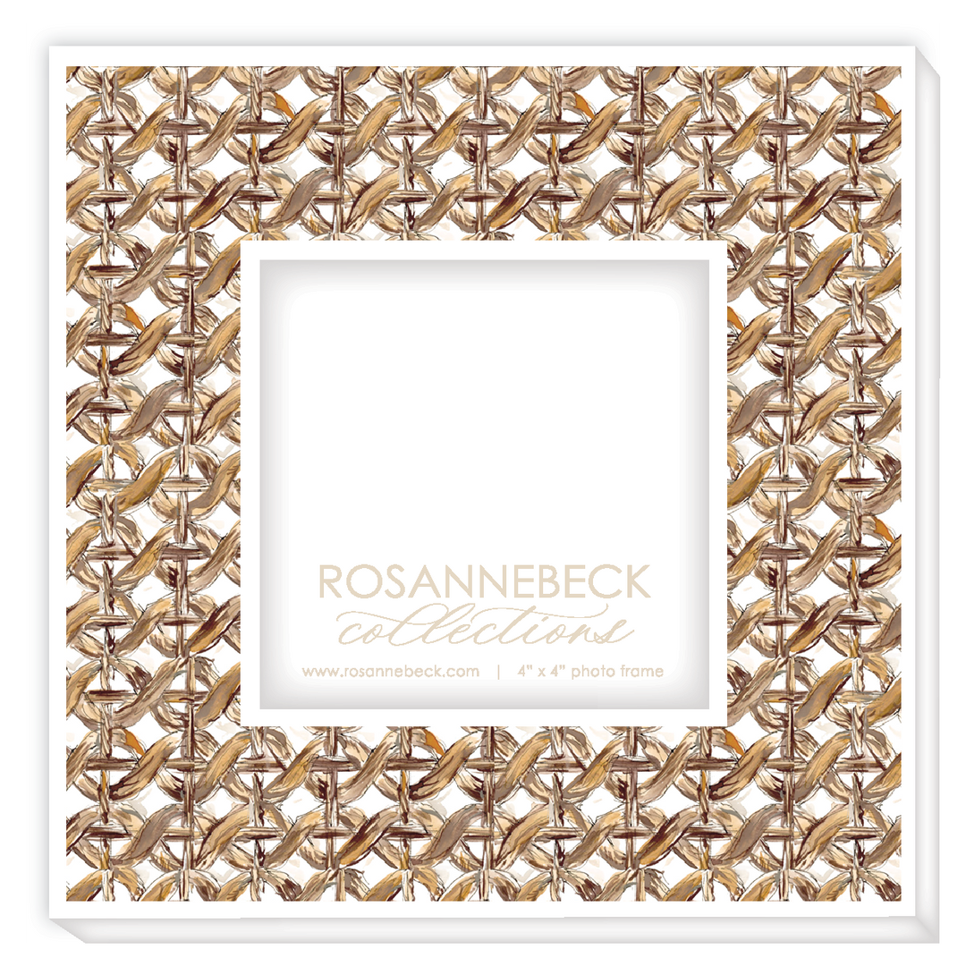 Frame 4x4 - White Handpainted Coastal Braided Rattan
