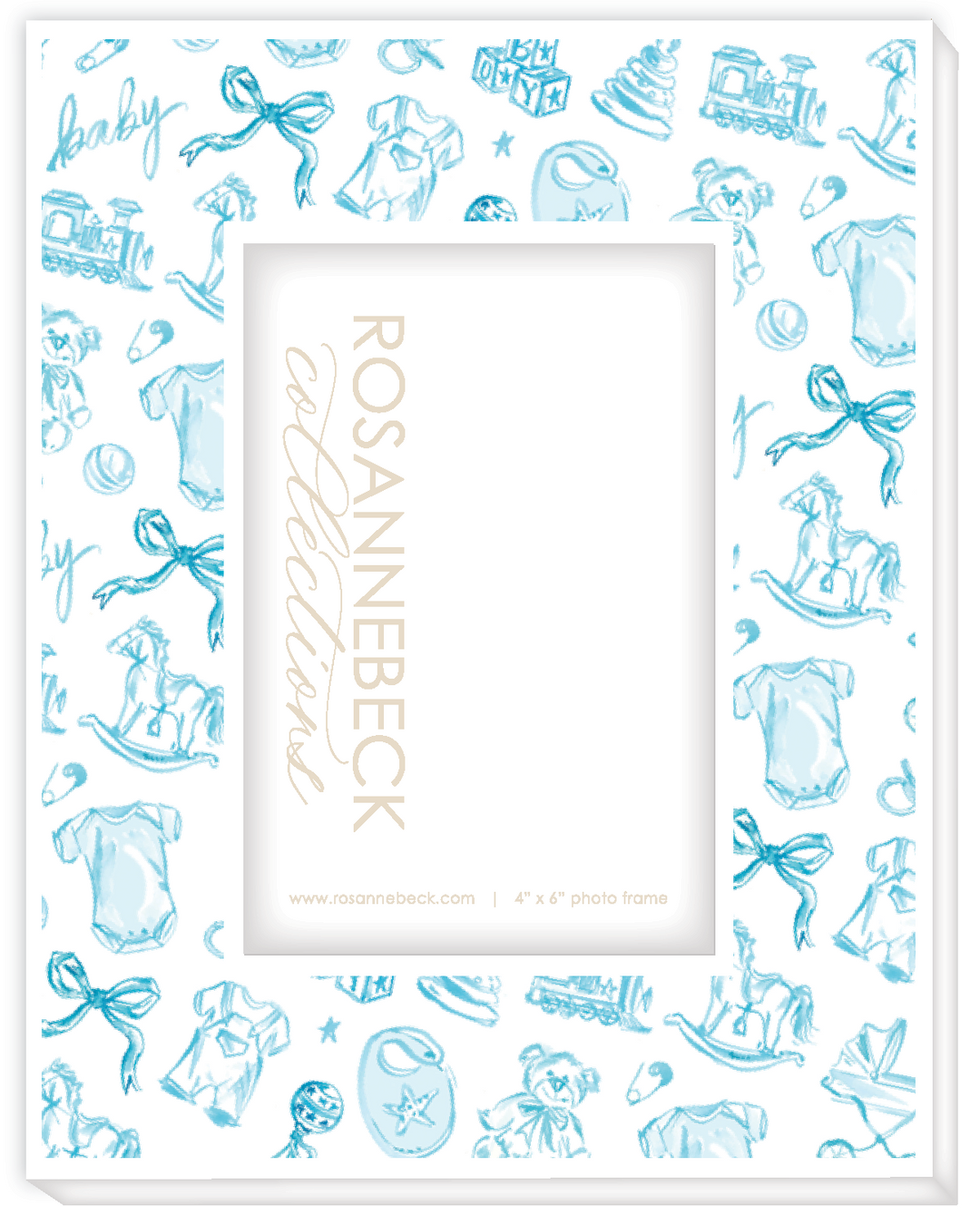 Frame 4x6 - White Handpainted Baby Toile Pattern Blue