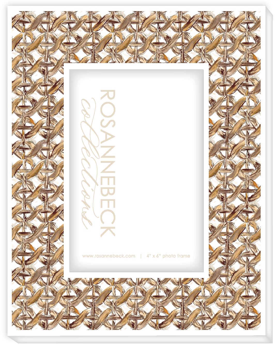Frame 4x6 - White Handpainted Coastal Braided Rattan