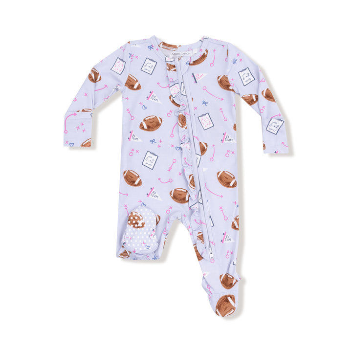 Touchdown Time Lavender 2 Way Zipper Footie
