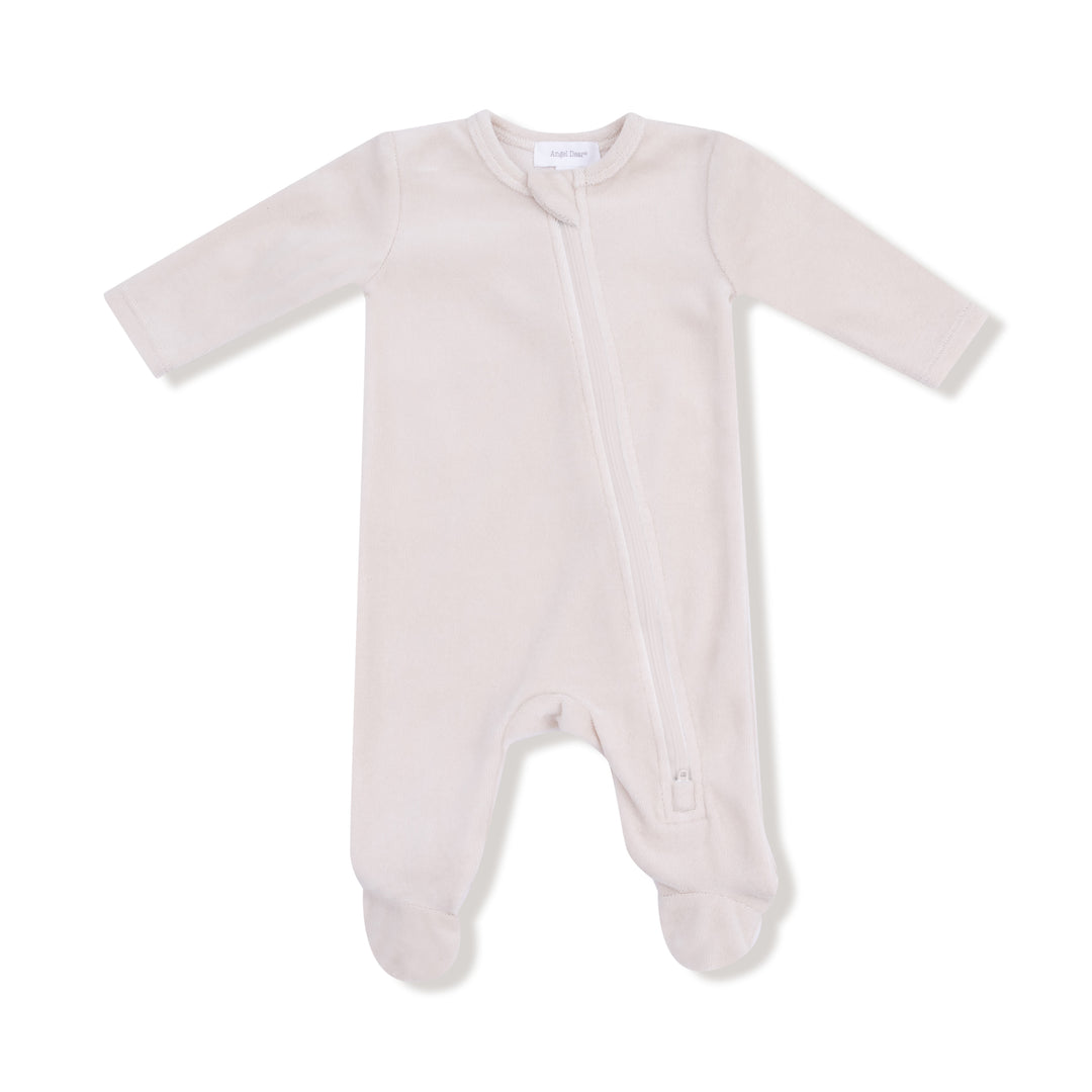 Velour Teddy Bear Oatmilk Footie