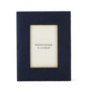 9.25 Inch Navy Blue Suede & Gold Photo Frame (4x6)