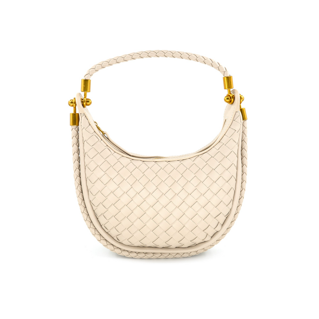 Mini Woven Hobo Bag - Beige