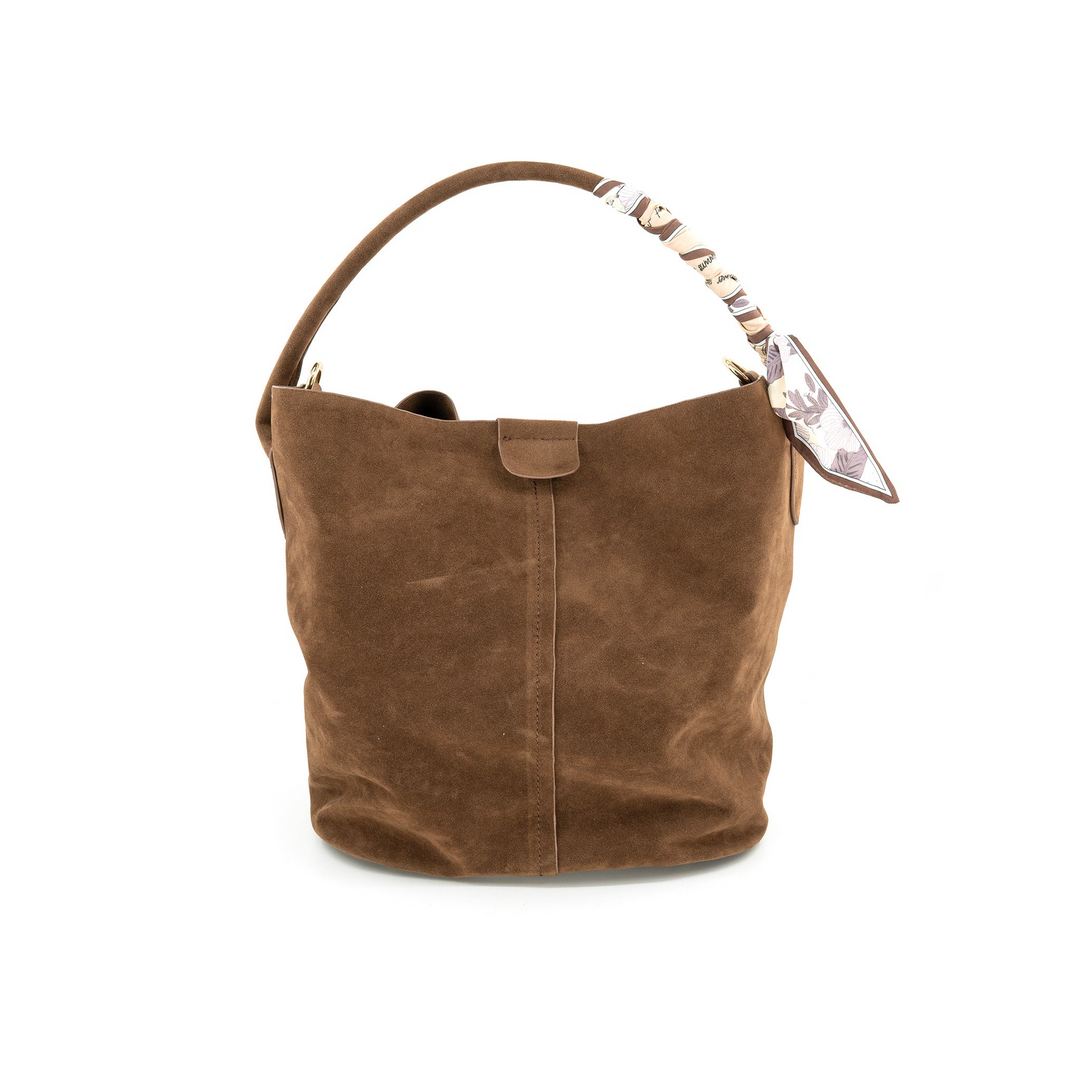 Suede Bucket Bag - Chocolate