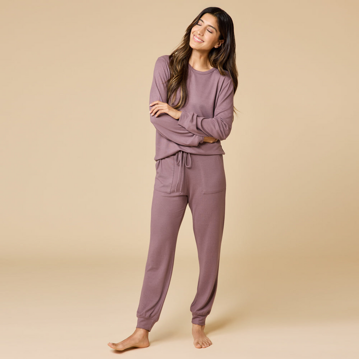 Dream Jersey Crew Neck Lounge Set - Driftwood (Small)