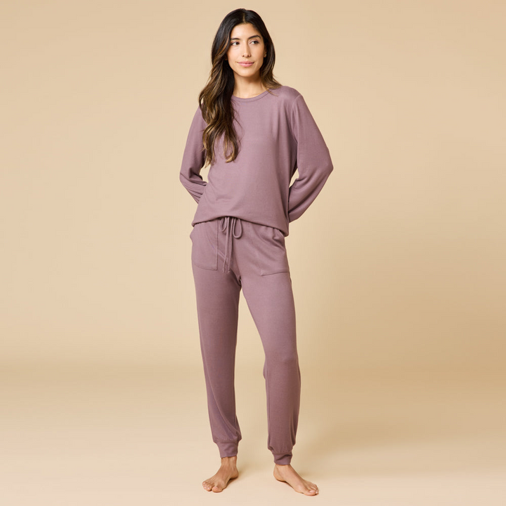 Dream Jersey Crew Neck Lounge Set - Driftwood (Small)