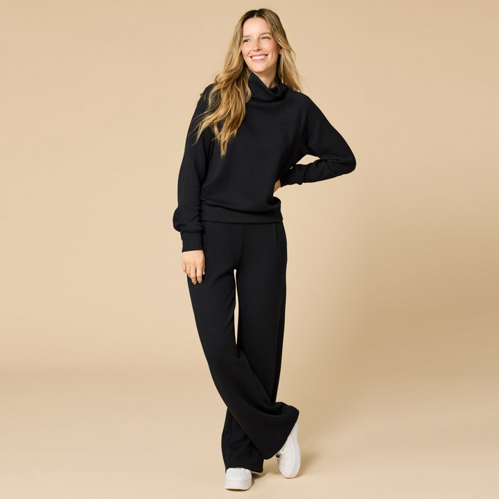 DreamTech Cowl Neck with Pleat Pant - Black (Large)