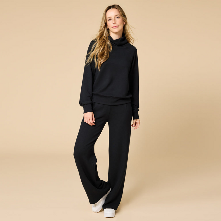DreamTech Cowl Neck with Pleat Pant - Black (Large)