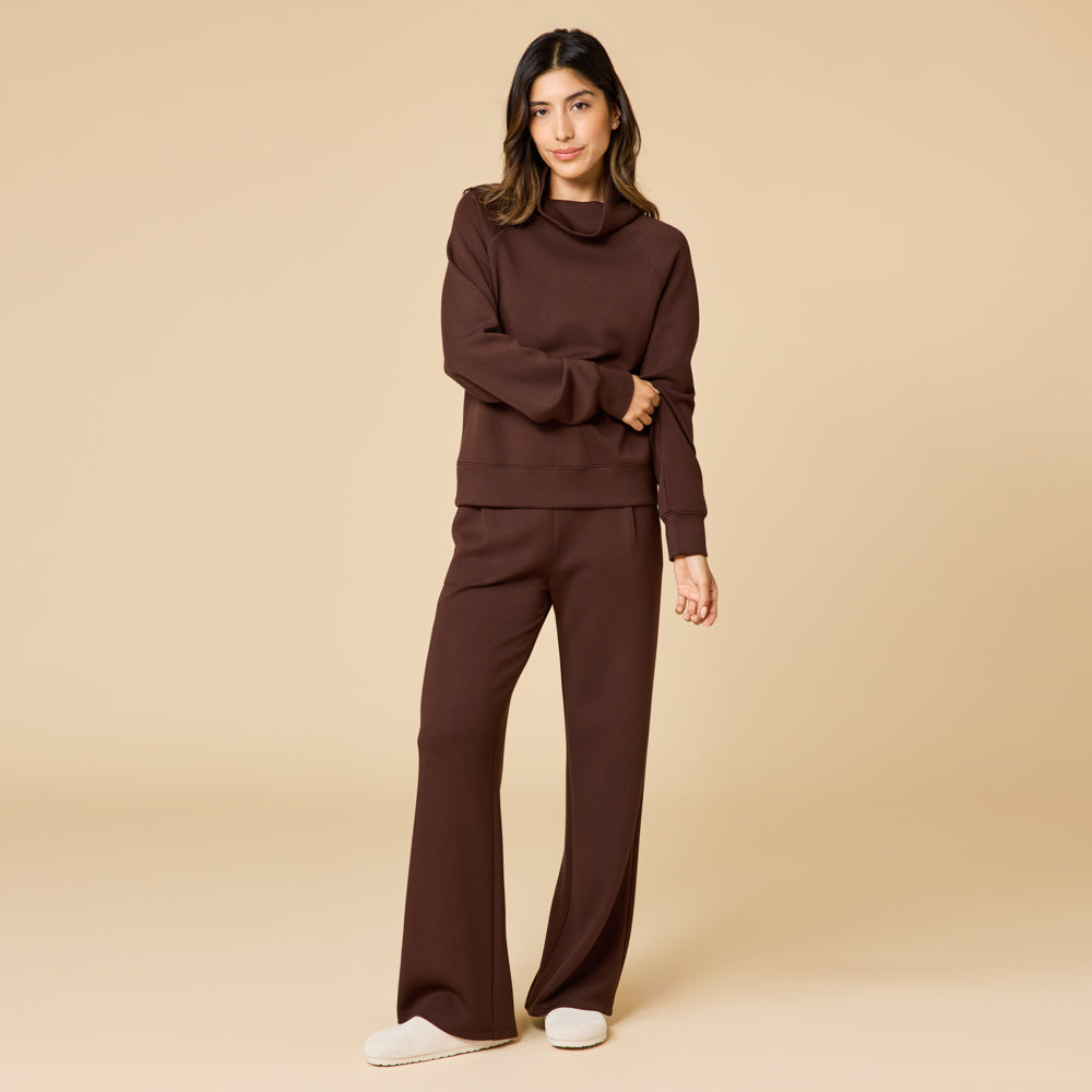 DreamTech Cowl Neck with Pleat Pant - Espresso (Small)