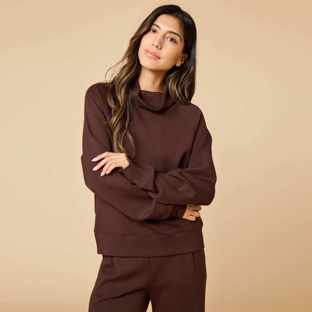 DreamTech Cowl Neck with Pleat Pant - Espresso (Small)
