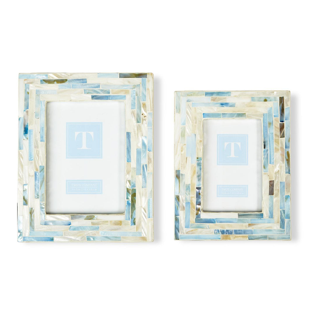 Blue and White Mother of Pearl Tile Photo Frames (5X7)