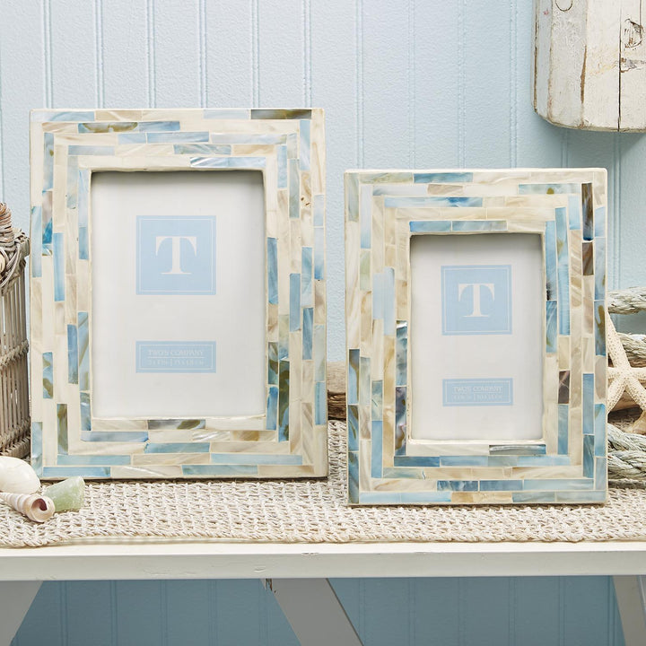 Blue and White Mother of Pearl Tile Photo Frames (5X7)