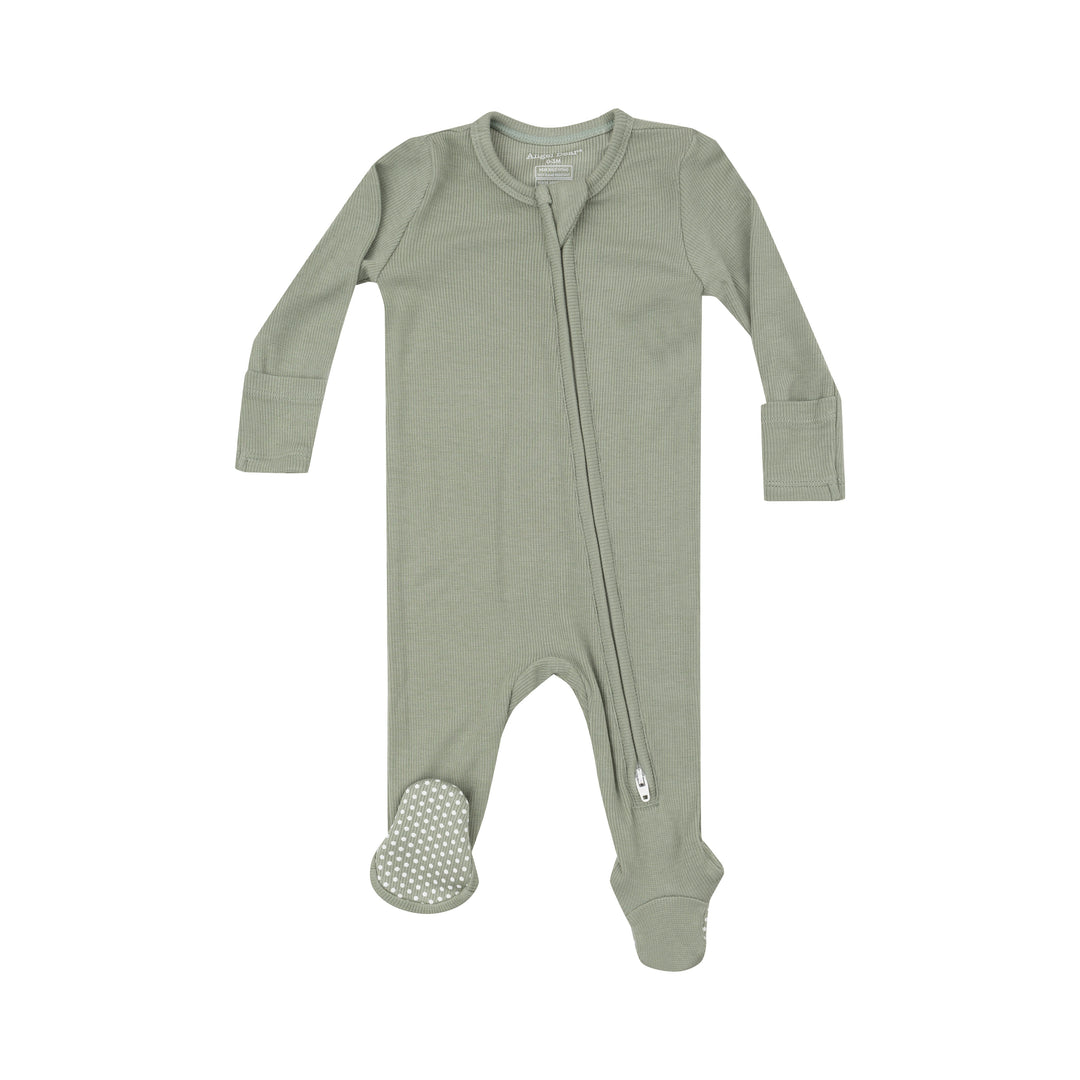 Ribbed Desert Sage 2 Way Zipper Footie