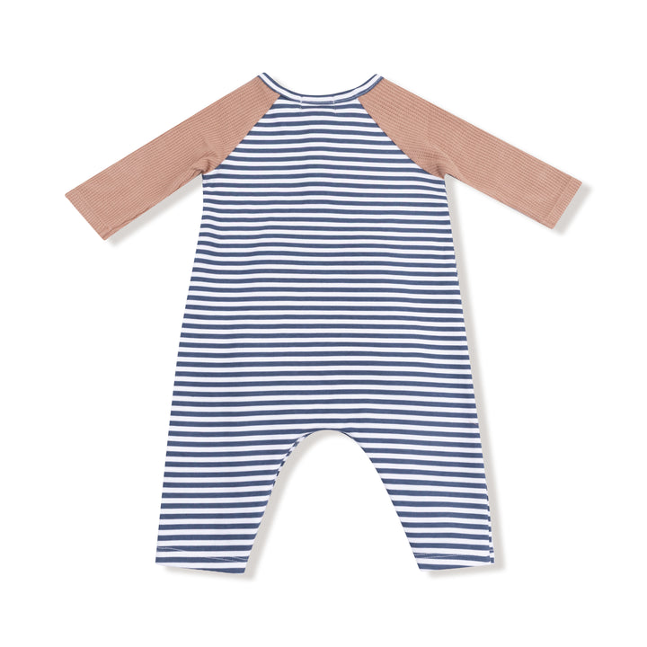Stripes with Football Raglan Henley Romper