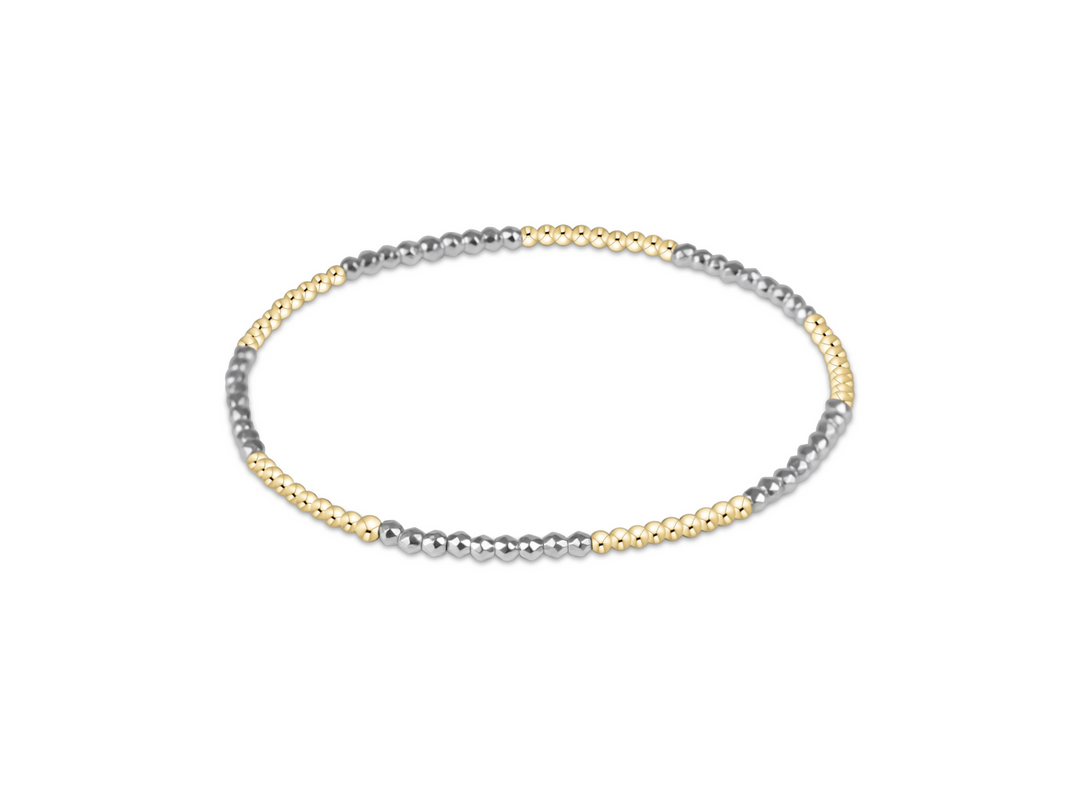 Blissful Pattern 2mm Bead Bracelet - Bright Silver Faceted Hematite