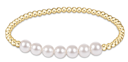 Classic Gold Beaded Bliss 3mm Bead Bracelet - 6mm Pearl