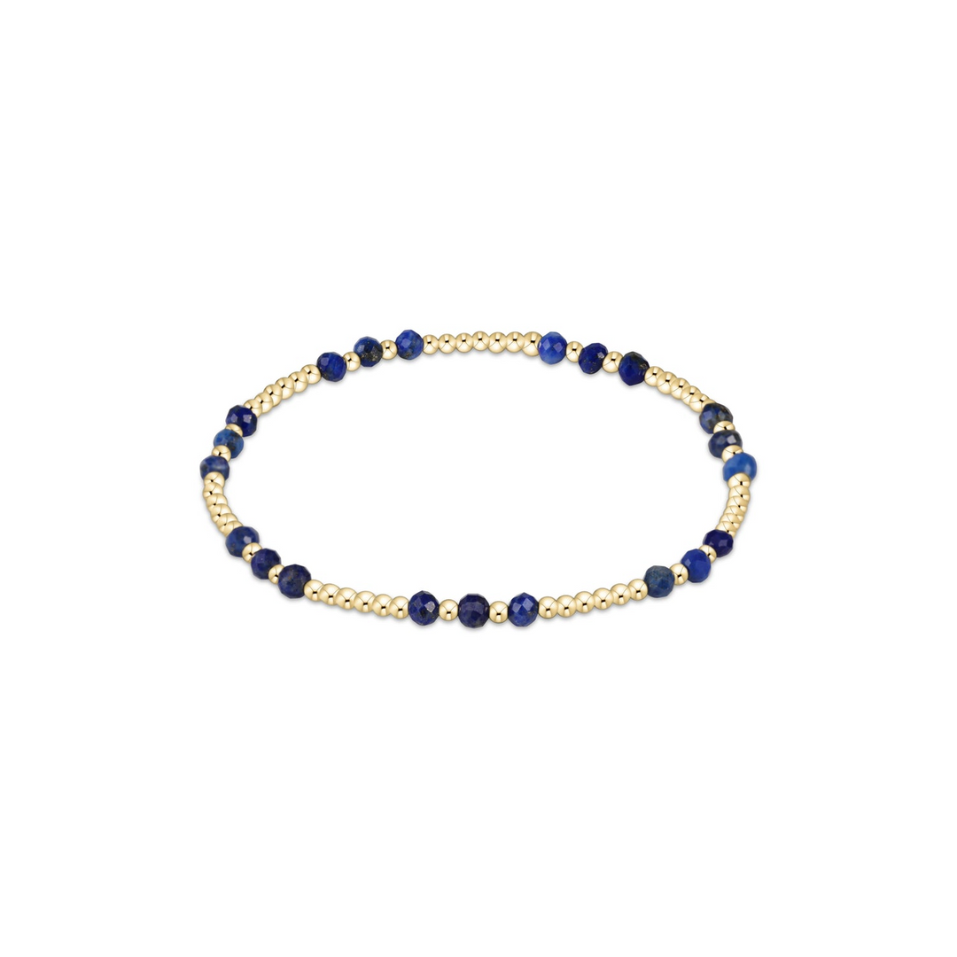 Gemstone Gold Joy Pattern 3mm Bead Bracelet - Lapis