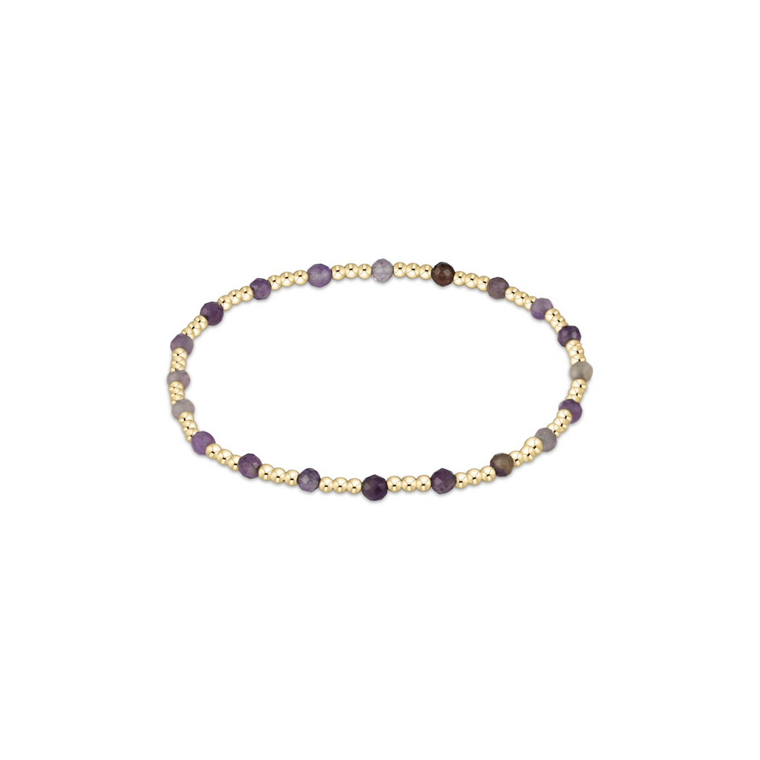 Gemstone Gold Sincerity Pattern 3mm Bead Bracelet - Amethyst