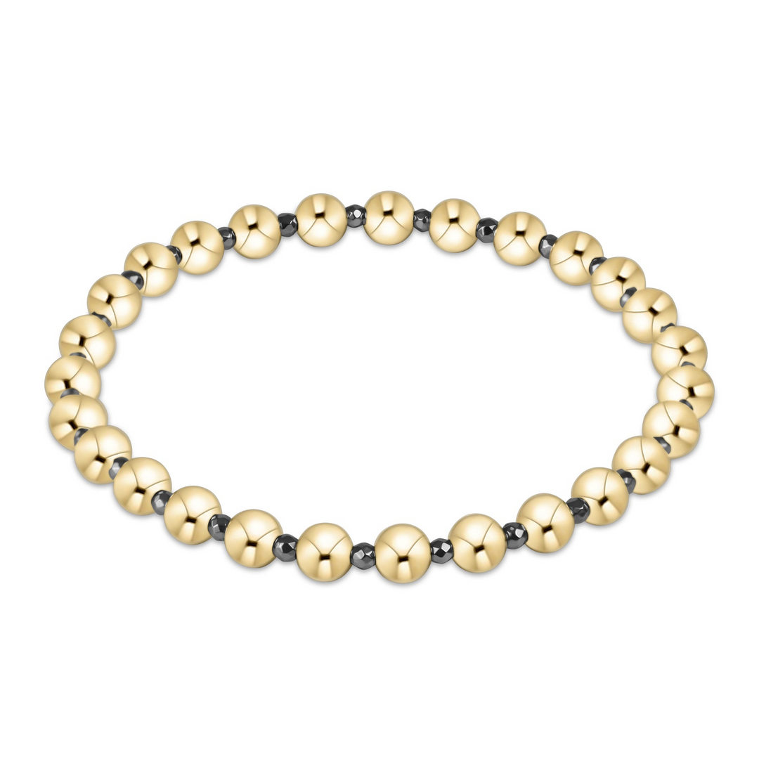 Silver Faceted Hematite Grateful Pattern 5mm Bead Bracelet