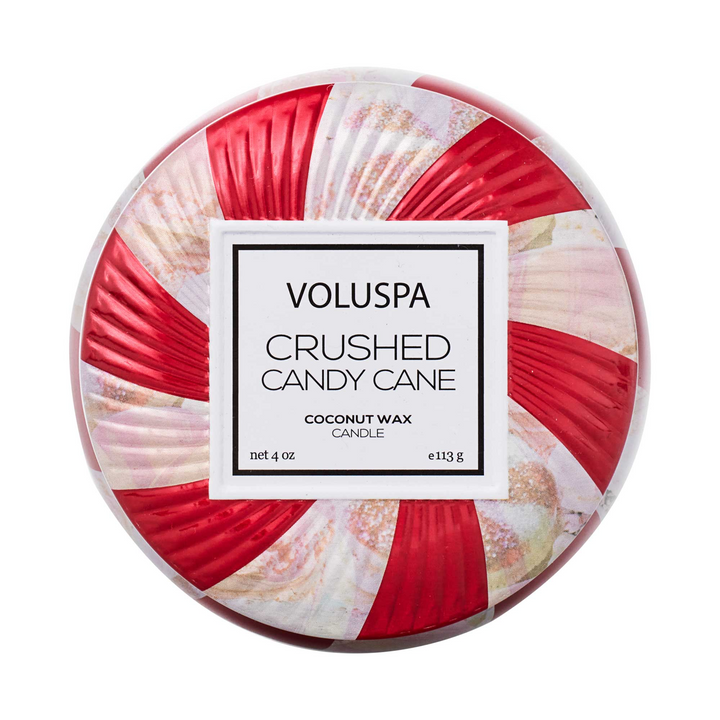 Crushed Candy Cane - 4 Oz Mini Decorative Tin Candle