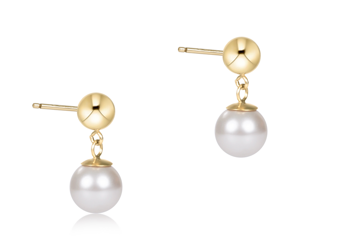 Classic 8mm Ball Drop Stud - Pearl