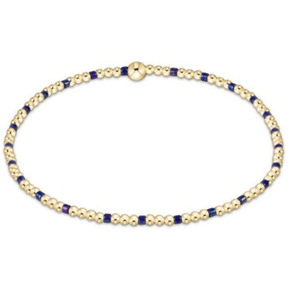 egirl Hope Sincerity Pattern 2mm Bead Bracelet - Blue Metallic