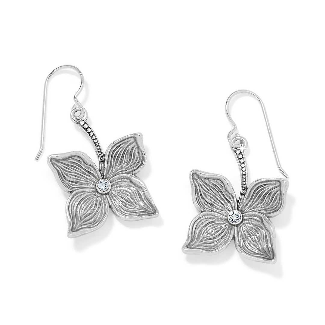 Everbloom Flower French Wire Earrings - Silver