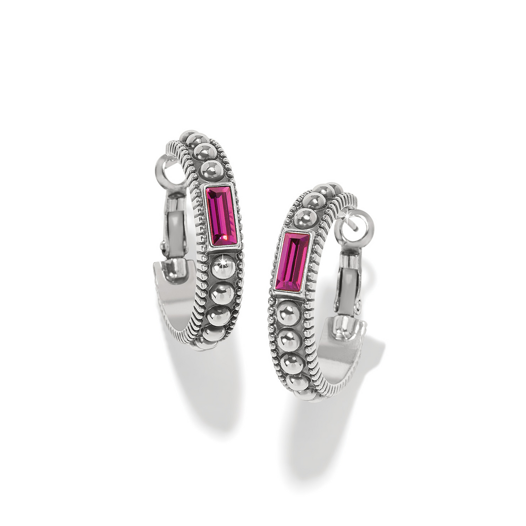 Pretty Tough Gem Hoop Earrings - Amethyst