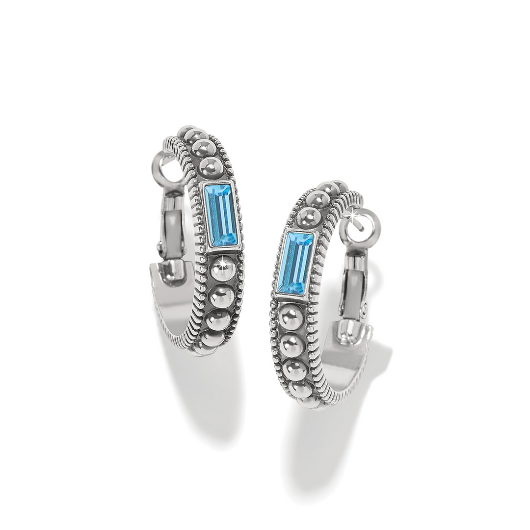 Pretty Tough Gem Hoop Earrings - Aqua