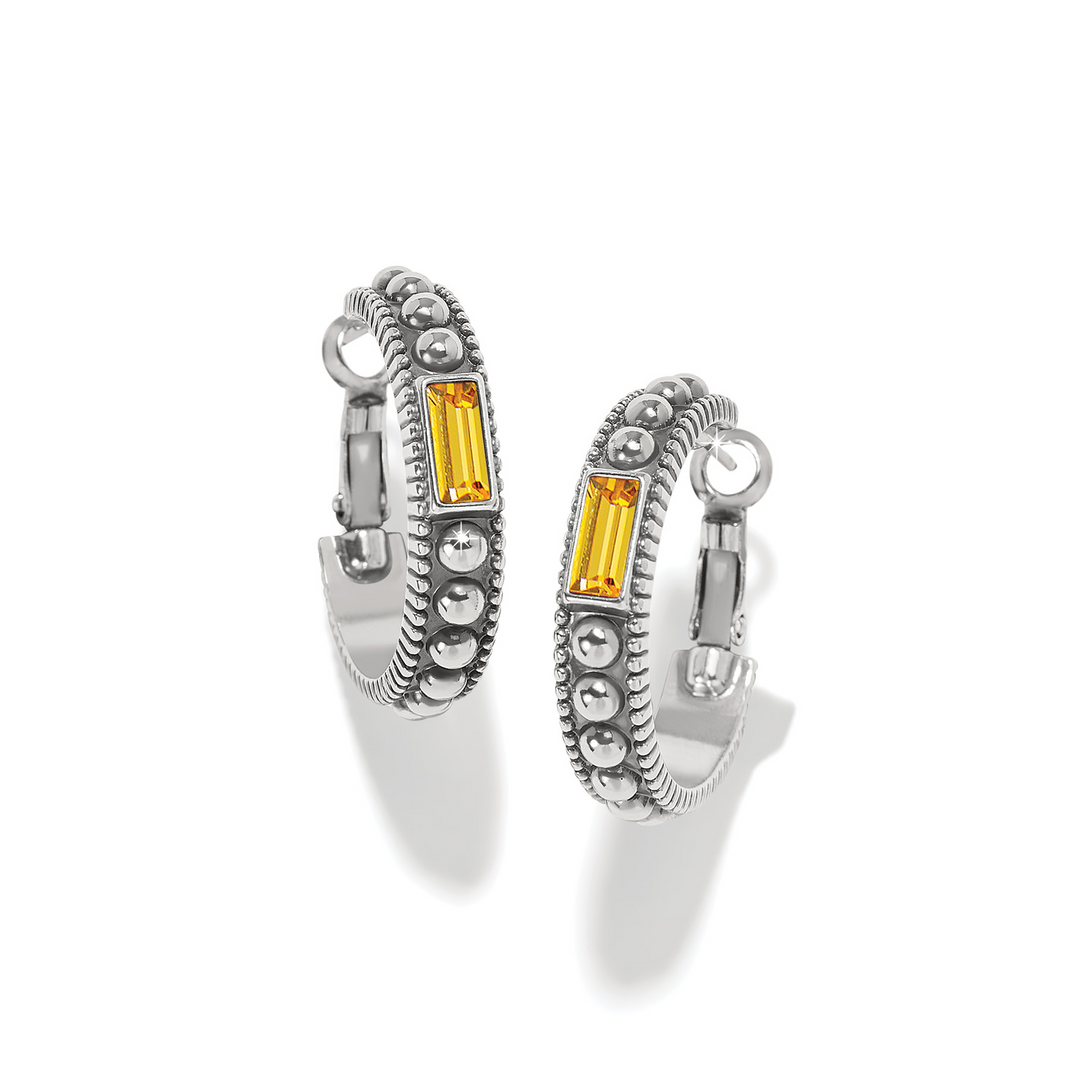 Pretty Tough Gem Hoop Earrings - Light Topaz