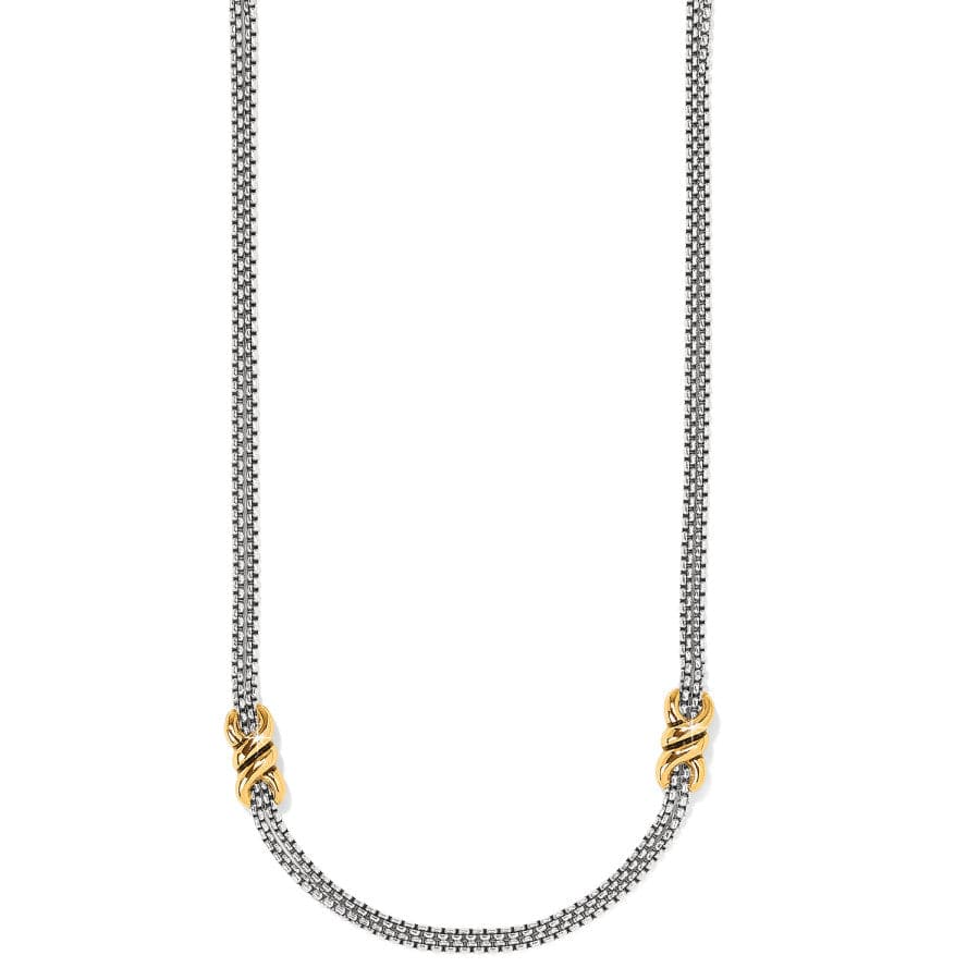Interlok Twist Two Tone Double Chain Necklace - Silver/Gold