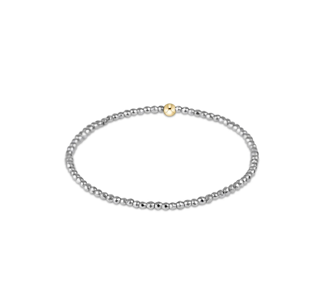 Silver Faceted Hematite 2mm Bead Bracelet
