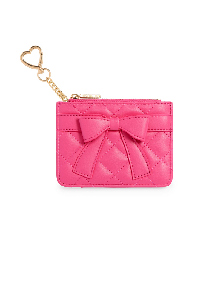 Quilted Bow Card Case - Fuchsia