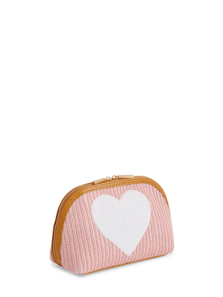 Heart Knit Zip Pouch - Blush