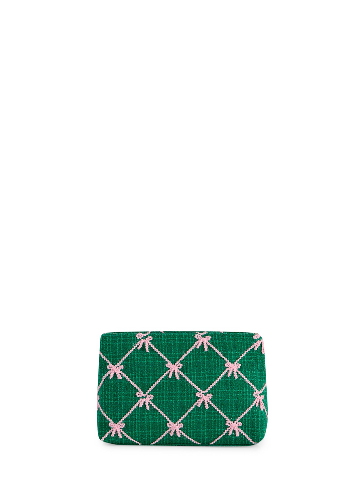 Tinsel Bow Zip Pouch - Green