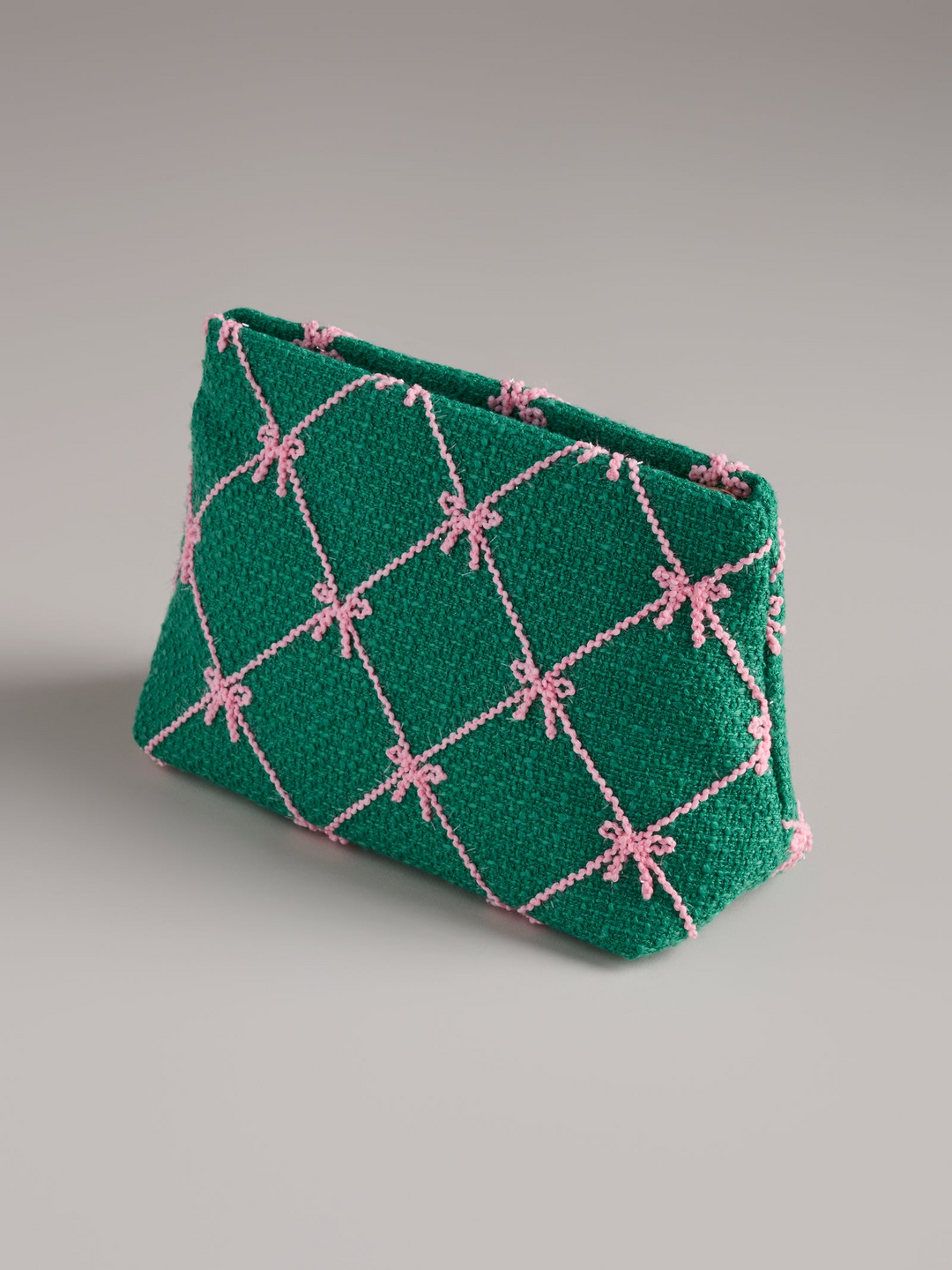 Tinsel Bow Zip Pouch - Green