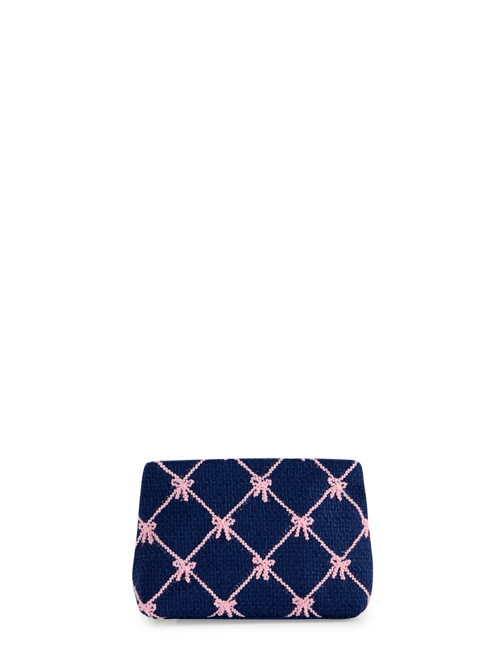Tinsel Bow Zip Pouch - Navy