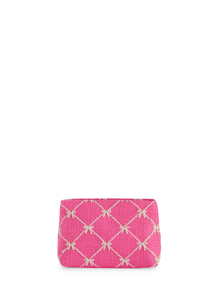 Tinsel Bow Zip Pouch - Pink