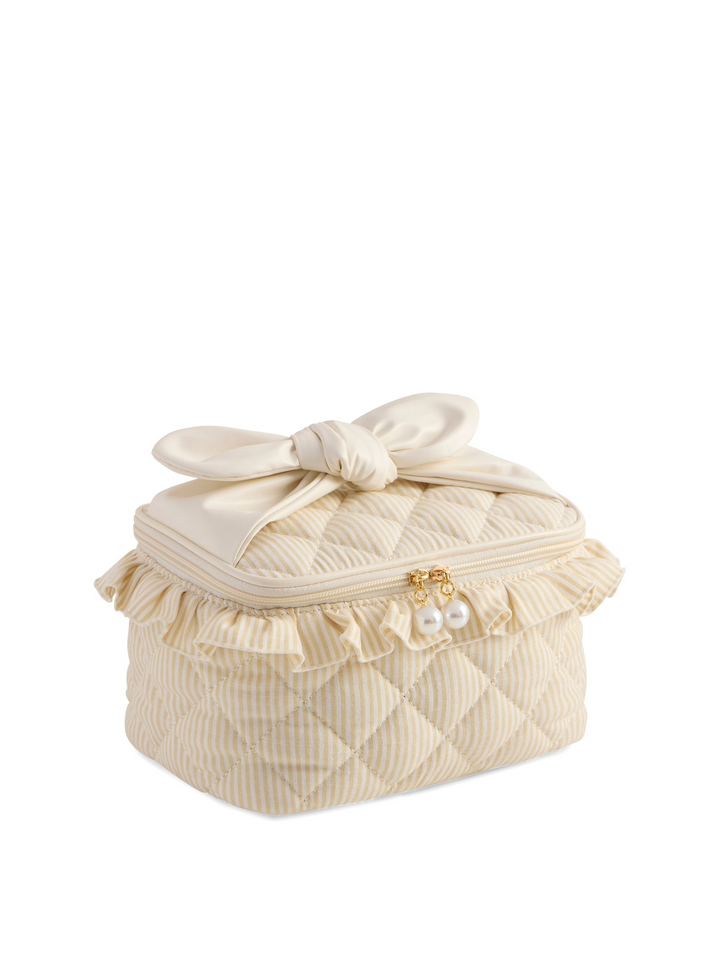 Ruffle Cosmetic Case - Beige