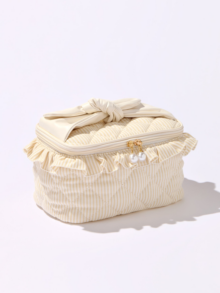 Ruffle Cosmetic Case - Beige