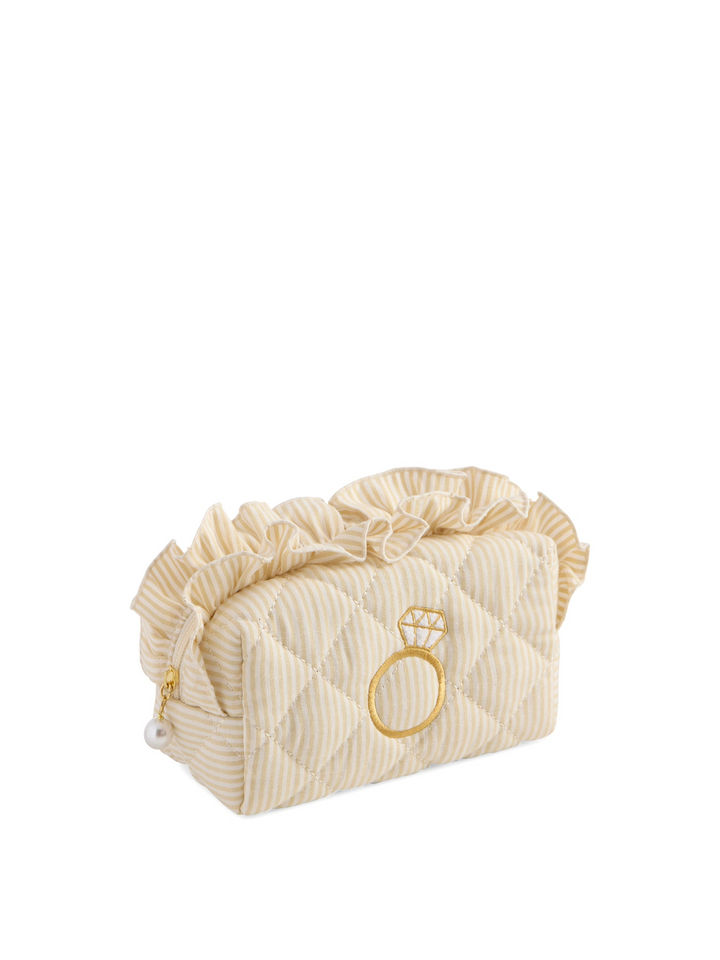 Ruffle Bling Small Zip Pouch - Beige