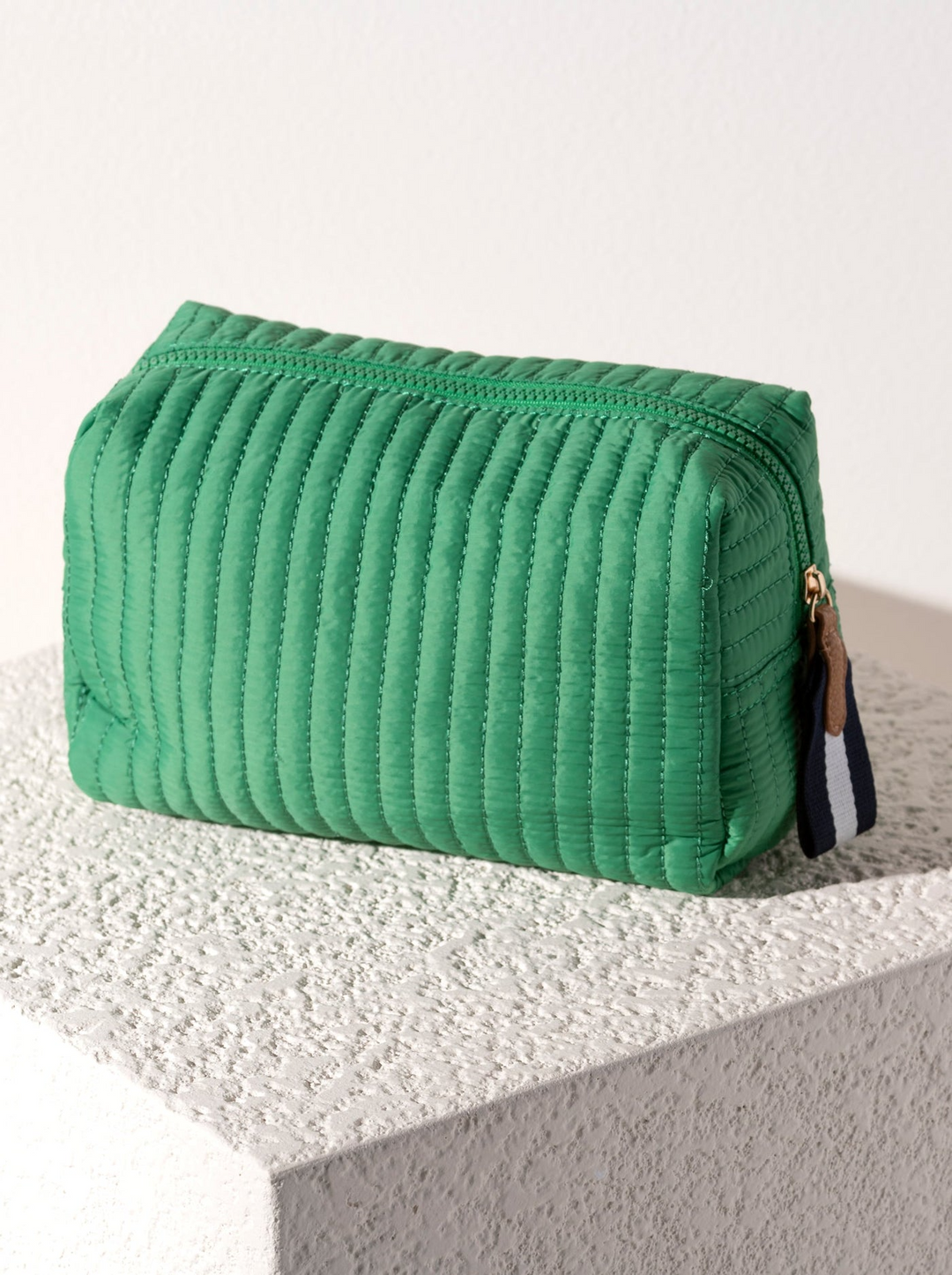 Ezra Quilted Nylon Large Boxy Cosmetic Pouch - Green