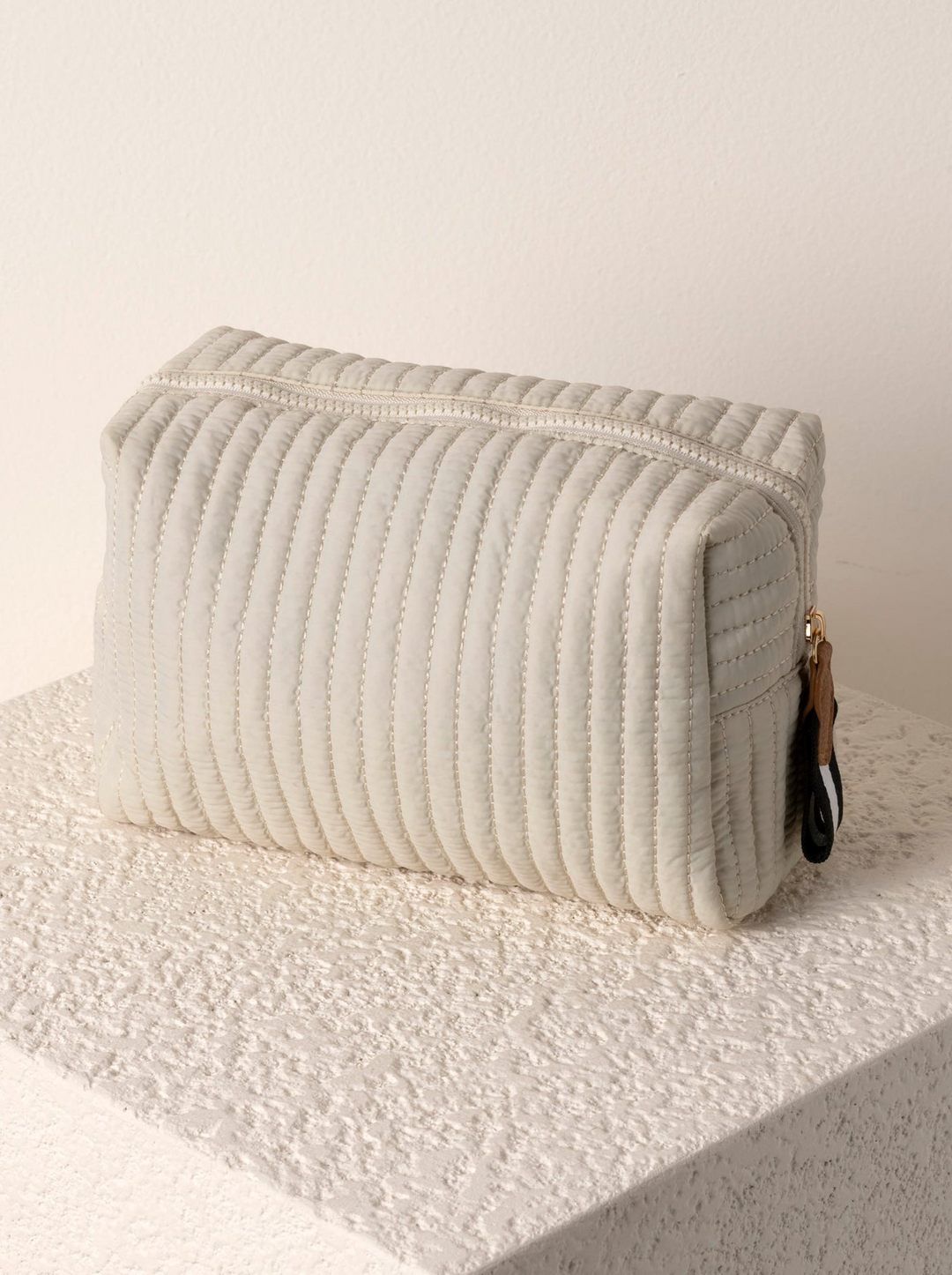 Ezra Quilted Nylon Large Boxy Cosmetic Pouch - Ivory