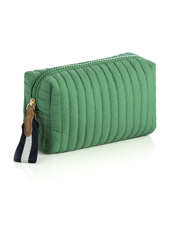 Ezra Quilted Nylon Small Boxy Cosmetic Pouch - Green