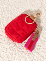 Ezra Quilted Nylon Clip-On Pouch, Red