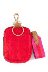 Ezra Quilted Nylon Clip-On Pouch, Red