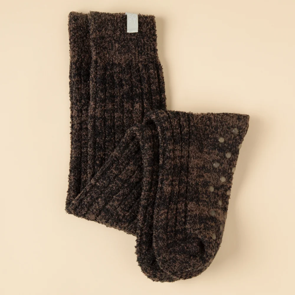 Slouchy Marshmallow Socks - Dark Heather Espresso