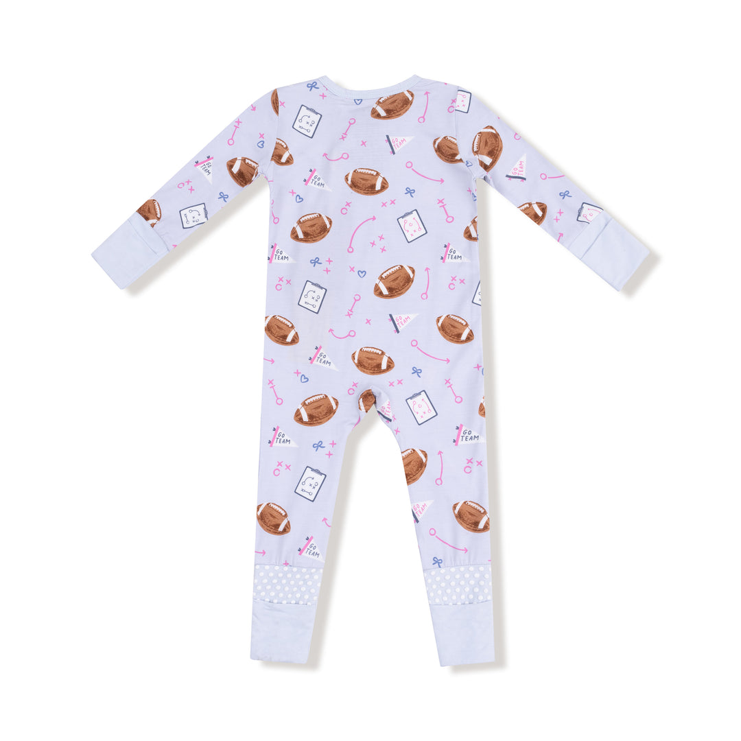 Touchdown Time Lavender 2 Way Zipper Romper