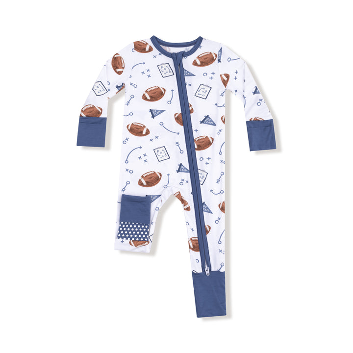 Touchdown Time Navy 2 Way Zipper Romper