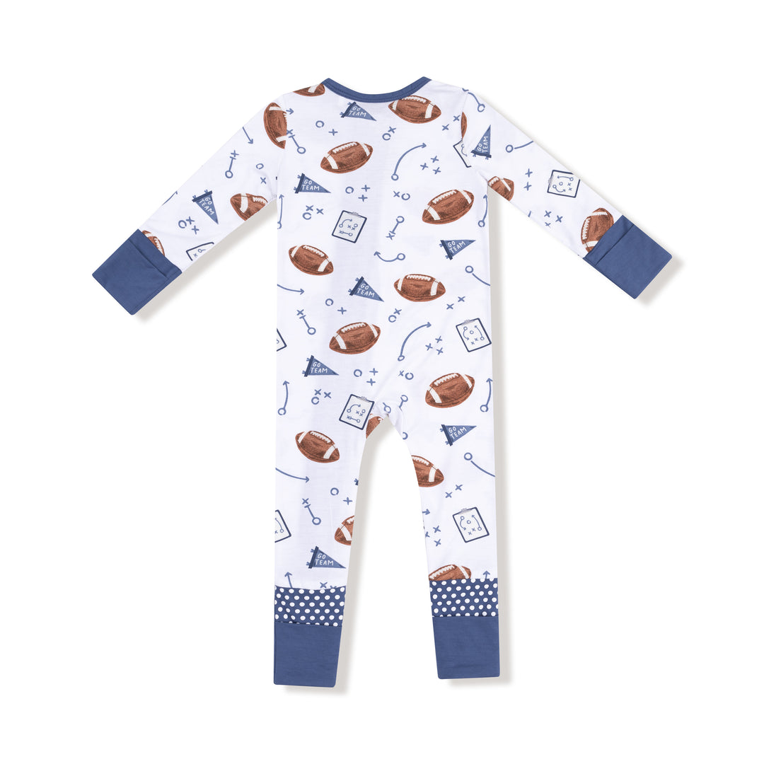 Touchdown Time Navy 2 Way Zipper Romper